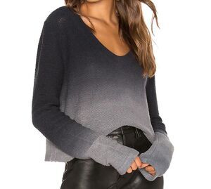 LA Made Ullia V-Neck Blue Ink Ombre Sweater Small